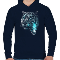 PRINTFASHION Értelmiségi tigris - Férfi kapucnis pulóver - Sötétkék