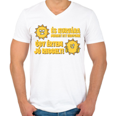 PRINTFASHION És kurvára megint itt vagyunk - Férfi V-nyakú póló - Fehér