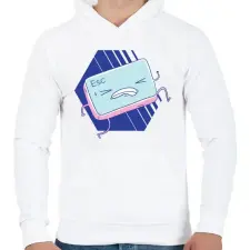 PRINTFASHION ESC gomb - Férfi kapucnis pulóver - Fehér férfi pulóver, kardigán