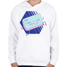 PRINTFASHION ESC gomb - Gyerek kapucnis pulóver - Fehér gyerek pulóver, kardigán