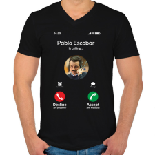 PRINTFASHION Escobar calling 2 - Férfi V-nyakú póló - Fekete férfi póló