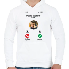 PRINTFASHION Escobar calling - Férfi kapucnis pulóver - Fehér férfi pulóver, kardigán