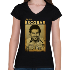 PRINTFASHION escobar - Női V-nyakú póló - Fekete