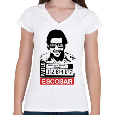 PRINTFASHION Escobar thug life - Női V-nyakú póló - Fehér női póló