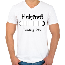 PRINTFASHION Esküvő loading...99% - Férfi V-nyakú póló - Fehér