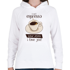 PRINTFASHION Eszpresszó - Női kapucnis pulóver - Fehér női pulóver, kardigán