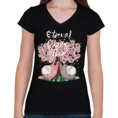 PRINTFASHION Eternal Lazy Love ;)  - Női V-nyakú póló - Fekete