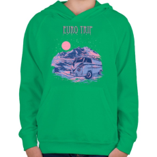 PRINTFASHION Európai utazás - Gyerek kapucnis pulóver - Zöld