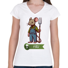 PRINTFASHION Everdell férj - Női V-nyakú póló - Fehér női póló