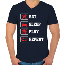 PRINTFASHION Evés, alvás, darts, ismétlés - Férfi V-nyakú póló - Sötétkék