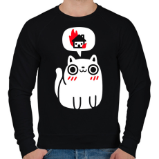 PRINTFASHION Evil cat - Férfi pulóver - Fekete