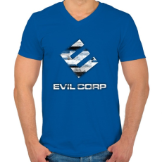 PRINTFASHION Evil Corp Glitch - Férfi V-nyakú póló - Királykék