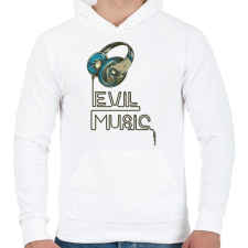 PRINTFASHION Evil Music - Férfi kapucnis pulóver - Fehér férfi pulóver, kardigán