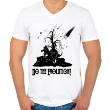 PRINTFASHION evolution - Férfi V-nyakú póló - Fehér férfi póló