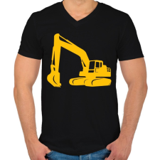 PRINTFASHION Excavator - Férfi V-nyakú póló - Fekete férfi póló