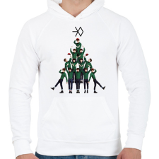 PRINTFASHION EXO Christmas - Férfi kapucnis pulóver - Fehér férfi pulóver, kardigán