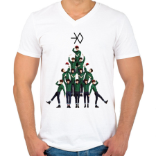 PRINTFASHION EXO Christmas - Férfi V-nyakú póló - Fehér férfi póló