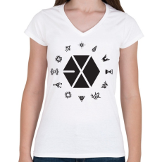 PRINTFASHION EXO logo - Női V-nyakú póló - Fehér