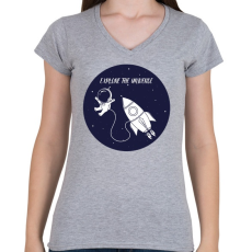 PRINTFASHION Explore the universe! - Női V-nyakú póló - Sport szürke