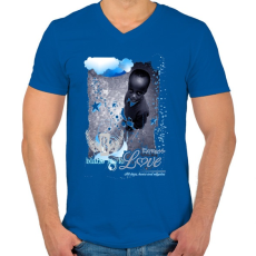 PRINTFASHION EXPRESS LOVE - Férfi V-nyakú póló - Királykék