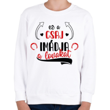PRINTFASHION Ez a csaj imádja a lovakat - Gyerek pulóver - Fehér gyerek pulóver, kardigán