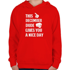 PRINTFASHION Ez a decemberi csávó szép napot kíván neked - Gyerek kapucnis pulóver - Piros gyerek pulóver, kardigán