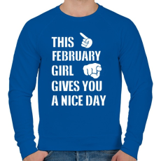 PRINTFASHION Ez a februári csaj szép napot kíván neked - Férfi pulóver - Királykék