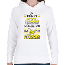 PRINTFASHION Ez a férfi nagyon szomjas - Női kapucnis pulóver - Fehér női pulóver, kardigán