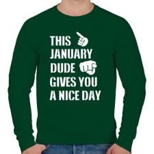 PRINTFASHION Ez a januári csávó szép napot kíván neked - Férfi pulóver - Sötétzöld férfi pulóver, kardigán