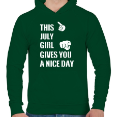 PRINTFASHION Ez a júliusi csaj szép napot kíván neked - Férfi kapucnis pulóver - Sötétzöld