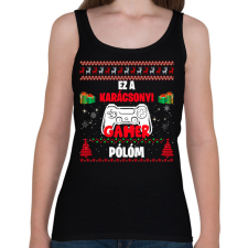 PRINTFASHION Ez a karácsonyi gamer pólóm - Női atléta - Fekete női trikó