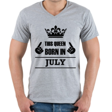 PRINTFASHION Ez a királynő júliusban született - Férfi V-nyakú póló - Sport szürke férfi póló