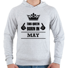 PRINTFASHION Ez a királynő májusban született - Férfi kapucnis pulóver - Sport szürke