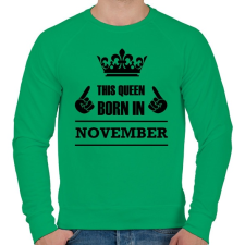 PRINTFASHION Ez a királynő novemberben született - Férfi pulóver - Zöld férfi pulóver, kardigán
