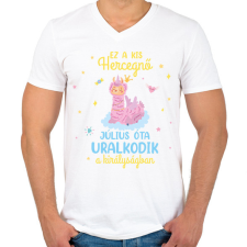 PRINTFASHION Ez a kis hercegnő - Hónappal - Férfi V-nyakú póló - Fehér férfi póló
