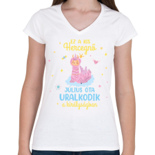 PRINTFASHION Ez a kis hercegnő - Hónappal - Női V-nyakú póló - Fehér női póló