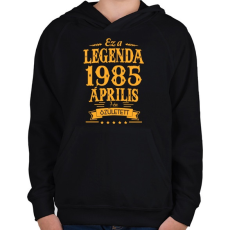 PRINTFASHION Ez a legenda 1985 április 7-én született - Gyerek kapucnis pulóver - Fekete