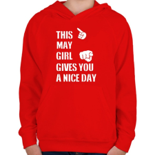 PRINTFASHION Ez a májusi csaj szép napot kíván neked - Gyerek kapucnis pulóver - Piros gyerek pulóver, kardigán