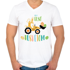 PRINTFASHION Ez az első húsvétom - Férfi V-nyakú póló - Fehér