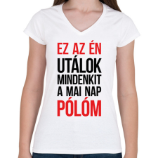 PRINTFASHION Ez az én pólóm - fekete - Női V-nyakú póló - Fehér női póló