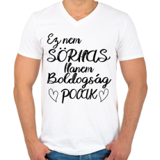 PRINTFASHION Ez boldogság pocak! - Férfi V-nyakú póló - Fehér