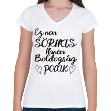 PRINTFASHION Ez boldogság pocak! - Női V-nyakú póló - Fehér női póló