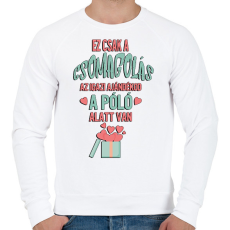 PRINTFASHION Ez csak a csomagolás az igazi ajándékod a póló alatt van - Férfi pulóver - Fehér