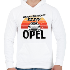 PRINTFASHION Ez nem csak egy autó ez egy OPEL - Férfi kapucnis pulóver - Fehér férfi pulóver, kardigán
