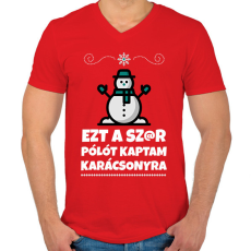 PRINTFASHION Ezt a szar pólót kaptam karácsonyra - Férfi V-nyakú póló - Piros