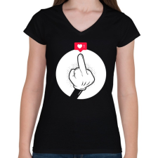 PRINTFASHION Ezt lájkold! - Női V-nyakú póló - Fekete női póló