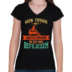 PRINTFASHION Ezt még befejezem - Női V-nyakú póló - Fekete