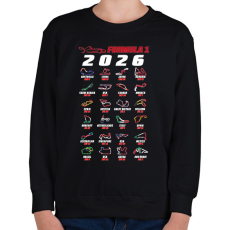 PRINTFASHION F1 2026 versenynaptár - Gyerek pulóver - Fekete