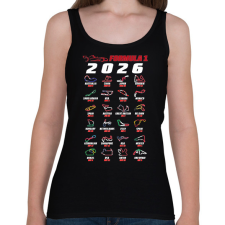PRINTFASHION F1 2026 versenynaptár - Női atléta - Fekete női trikó