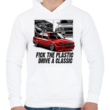 PRINTFASHION F!CK THE PLASTIK - Férfi kapucnis pulóver - Fehér férfi pulóver, kardigán